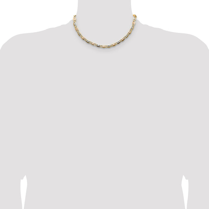Exclusive 14K Tri-Color Gold 6.1mm Valentino Pav Chain - Stylish Luxury-4
