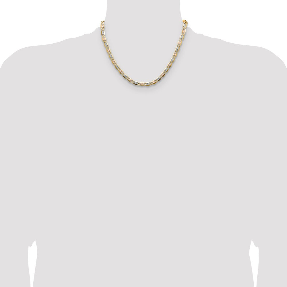 Shop Stylish 14K Tri-Color Gold 6.1mm Pav Valentino Chain - Luxury Value!