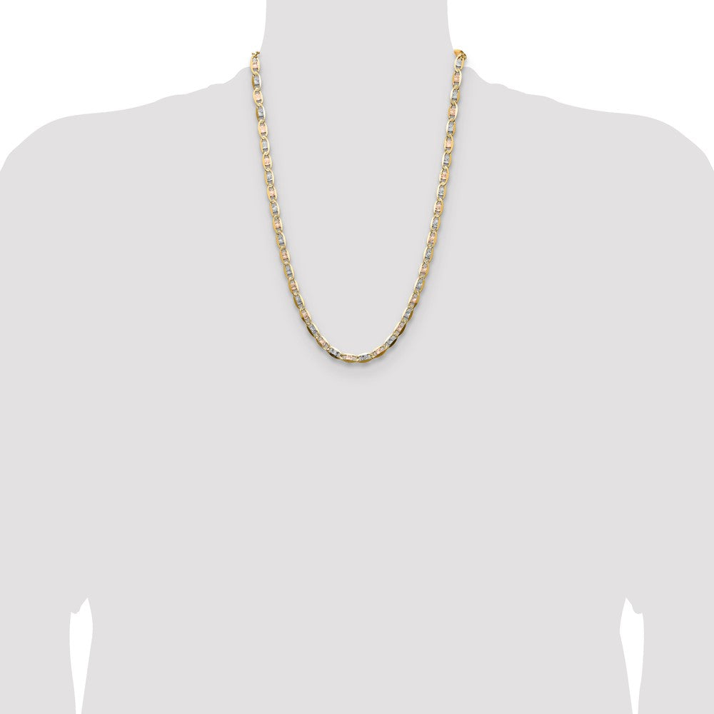 Shop Stylish 14K Tri-Color Gold 6.1mm Pav Valentino Chain - Luxury Value!