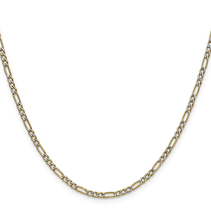 Buy 14K Rhodium-Plated 2.3mm Figaro Chain - Stylish & Affordable Luxury Jewelry-2