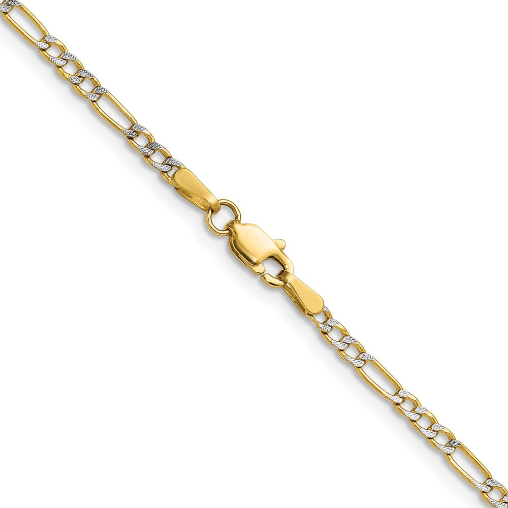 Buy 14K Rhodium-Plated 2.3mm Figaro Chain - Stylish & Affordable Luxury Jewelry