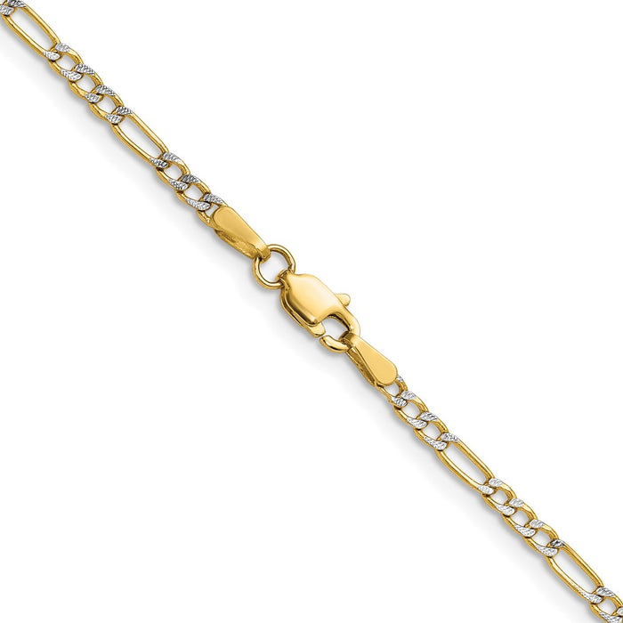 Buy 14K Rhodium-Plated 2.3mm Figaro Chain - Stylish & Affordable Luxury Jewelry-3