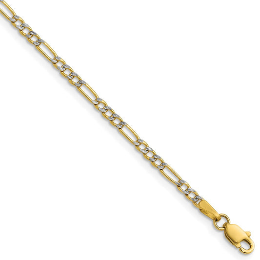 Buy Exclusive 14K Rhodium-Plated 2.3mm Figaro Chain - Affordable Luxury!