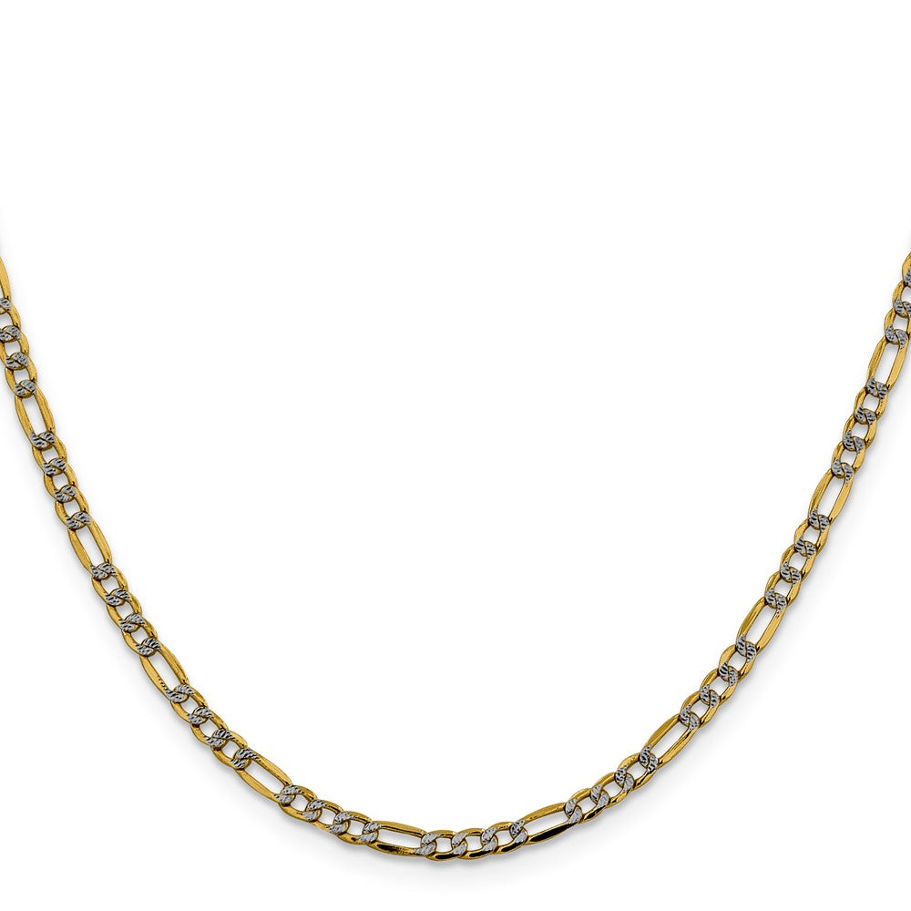 Exclusive 14K Gold 16-Inch Figaro Chain, Stylish 3.2mm Rhodium-Plated Design