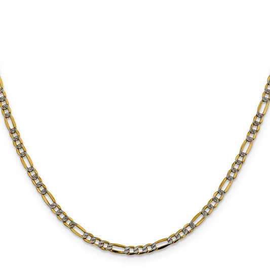 Shop Exclusive 14K Gold 22-Inch Figaro Chain - Stylish 3.2mm Rhodium-Plated Design