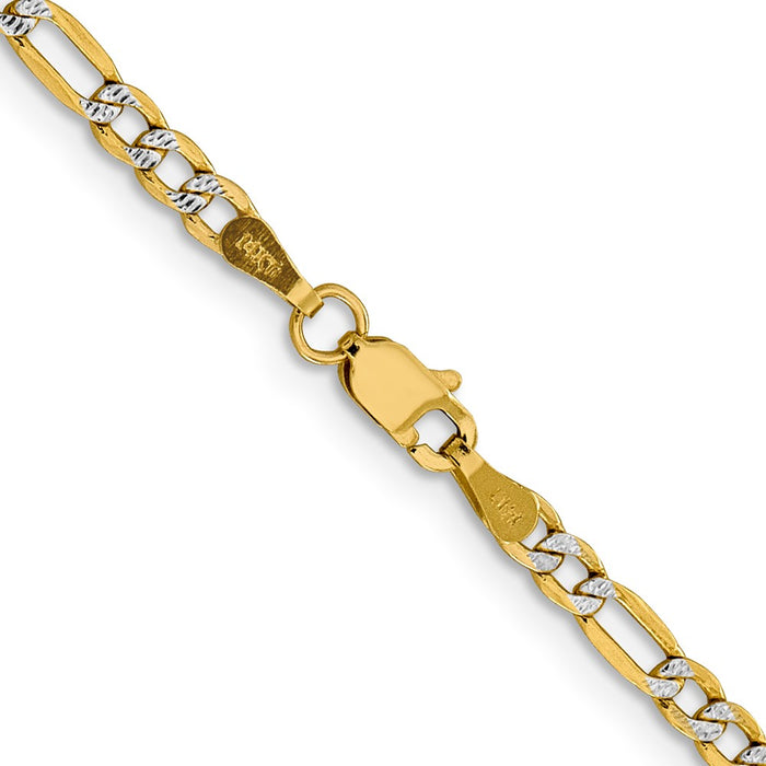 Exclusive 14K Gold 16-Inch Figaro Chain, Stylish 3.2mm Rhodium-Plated Design-3