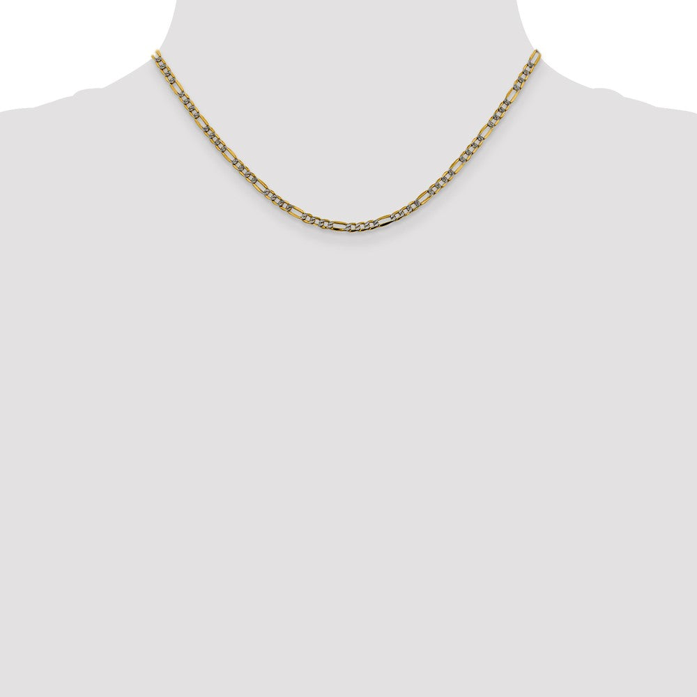 Exclusive 14K Gold 16-Inch Figaro Chain, Stylish 3.2mm Rhodium-Plated Design
