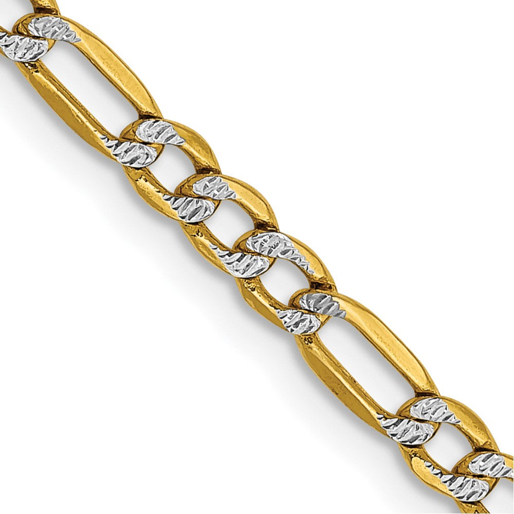 Exclusive 14K Gold 16-Inch Figaro Chain, Stylish 3.2mm Rhodium-Plated Design