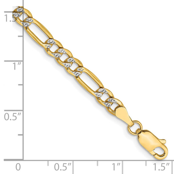 14K Gold Figaro Bracelet - 3.9mm Semi-Solid