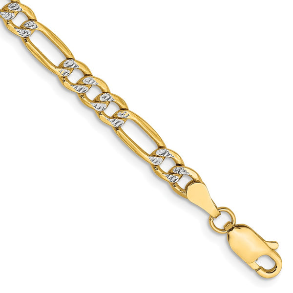 14K Gold Figaro Bracelet - 3.9mm Semi-Solid