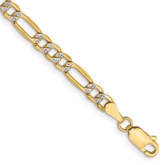 Buy Stylish 14K Gold 7-Inch Figaro Bracelet - 3.9mm Semi-Solid Luxury Design