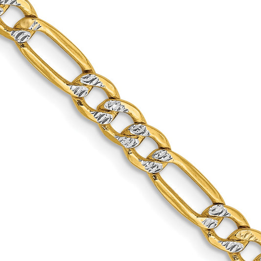 Buy 14K Gold 18-Inch Figaro Chain - 3.9mm Rhodium-Plated Luxury Jewelry