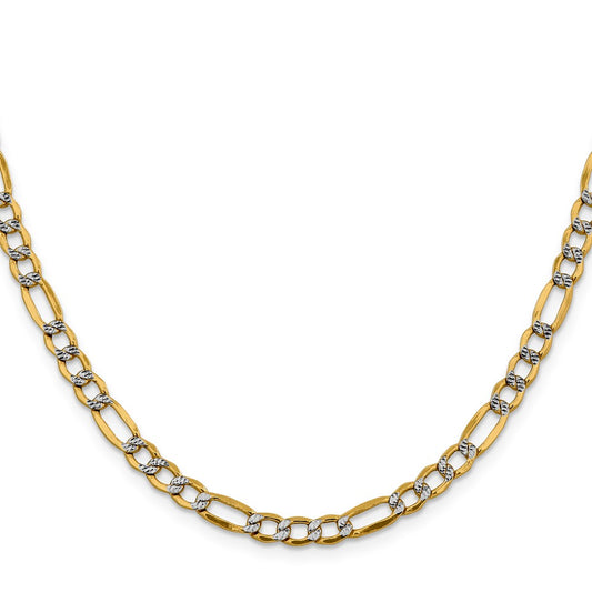 Buy 14K Gold 18-Inch Figaro Chain - Stylish 5.25mm Semi-Solid Design