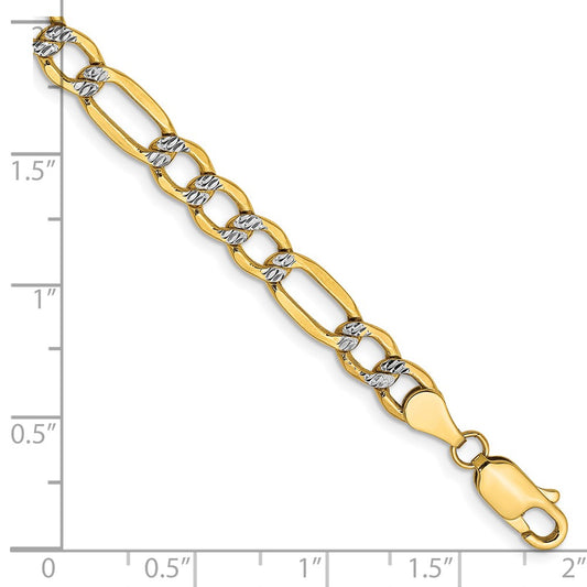 Exclusive 14K Gold 7-Inch Figaro Bracelet - 5.25mm, Stylish & Affordable