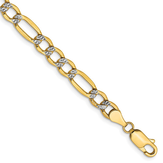 Exclusive 14K Gold 7-Inch Figaro Bracelet - 5.25mm, Stylish & Affordable
