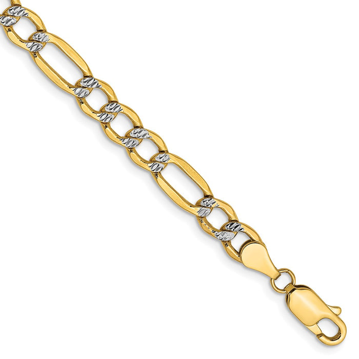 Exclusive 14K Gold 7-Inch Figaro Bracelet - 5.25mm, Stylish & Affordable-1