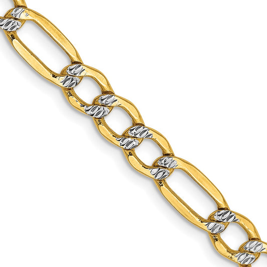 Buy 14K Gold 18-Inch Figaro Chain - Stylish 5.25mm Semi-Solid Design
