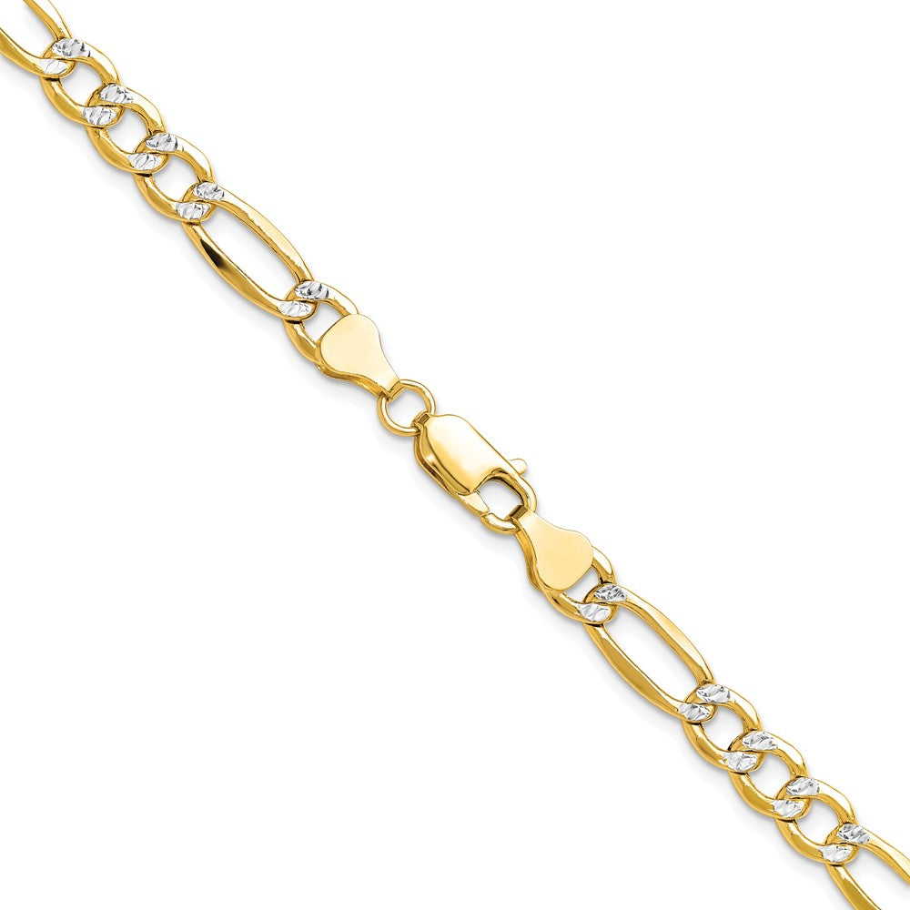 Buy Luxury 14K Gold 6.5mm Semi-Solid Figaro Chain - Stylish Rhodium-Plated