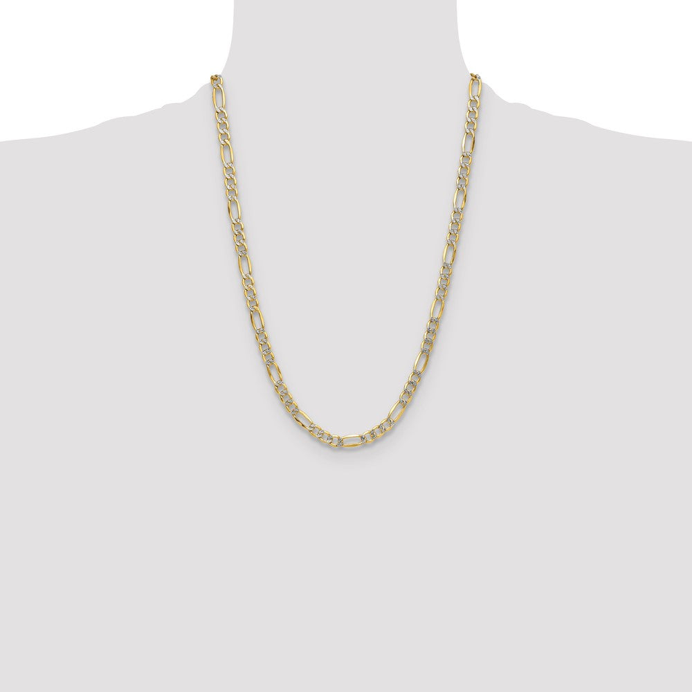 Exclusive 14K Gold 6.5mm Figaro Chain - Stylish Rhodium-Plated Luxury Jewelry