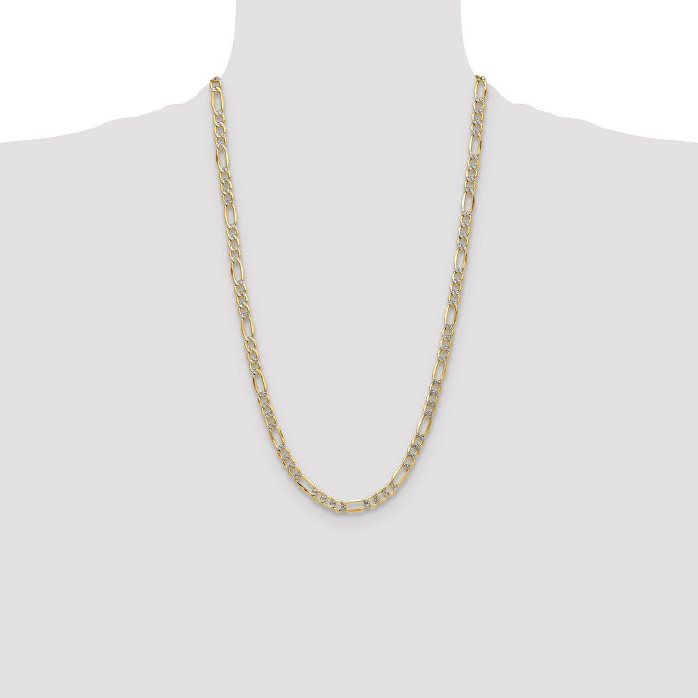 Buy Luxury 14K Gold 6.5mm Semi-Solid Figaro Chain - Stylish Rhodium-Plated