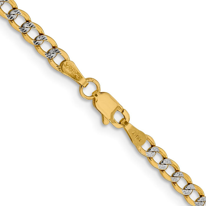 Exclusive 14K Gold 18-Inch 3.4mm Rhodium-Plated Curb Chain - Stylish Value-3