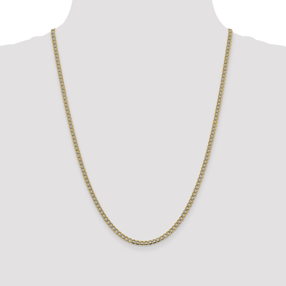 Order Stylish 14K Gold 24-Inch 3.4mm Rhodium-Plated Curb Chain - Luxury Value