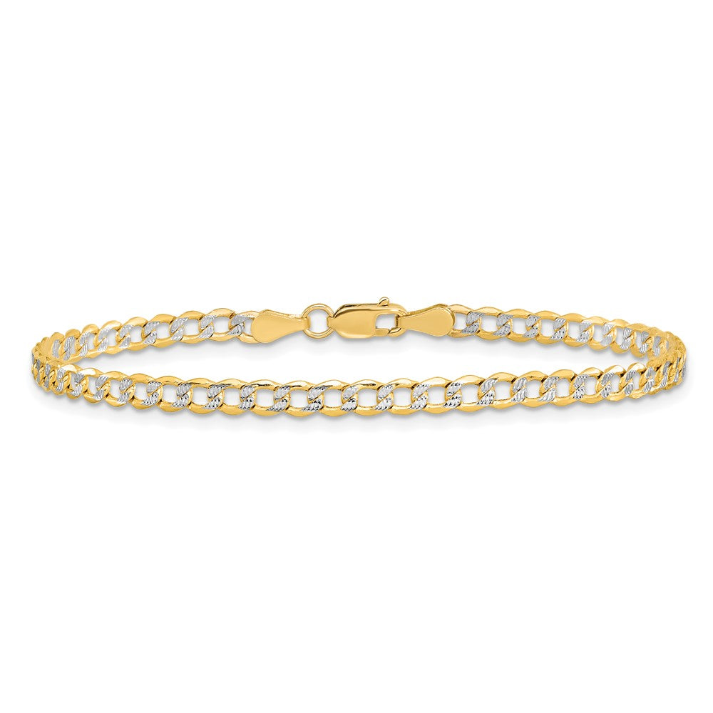 Shop Affordable 14K Gold 7-Inch Semi-Solid Rhodium-Plated Curb Bracelet