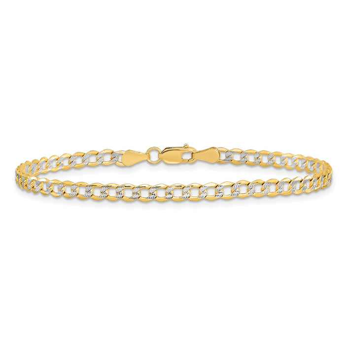 Shop Affordable 14K Gold 7-Inch Semi-Solid Rhodium-Plated Curb Bracelet-3