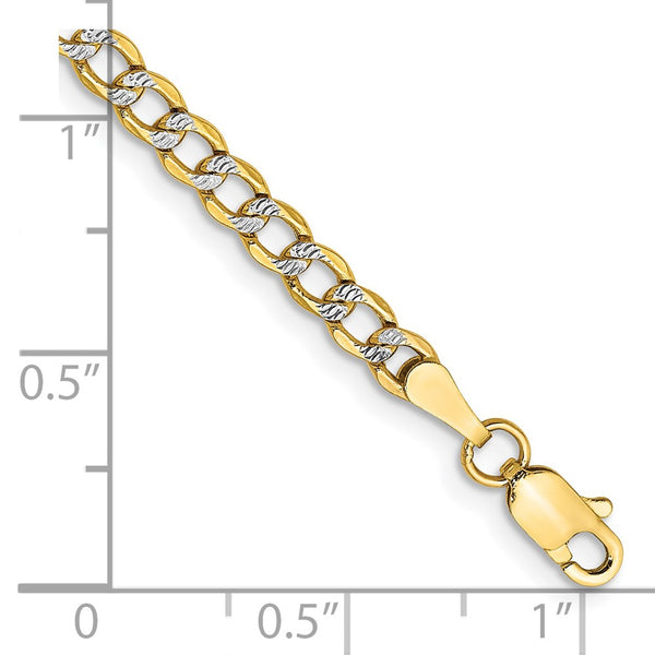 14K Gold Semi-Solid Rhodium-Plated Curb Bracelet