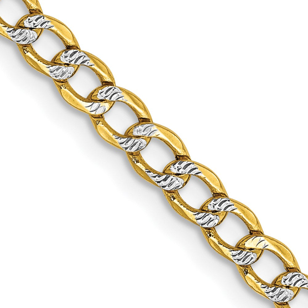 Exclusive 14K Gold 18-Inch 3.4mm Rhodium-Plated Curb Chain - Stylish Value
