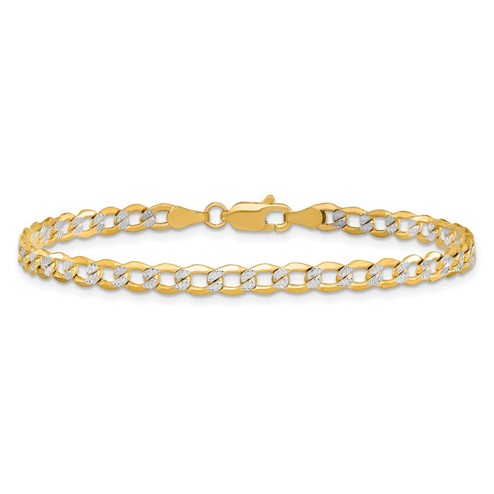 Buy Stylish 14K Gold 7-Inch Rhodium-Plated Curb Bracelet - 4.3mm Luxury-3