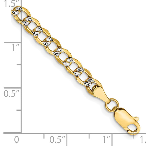 14K Gold 8-Inch 4.3mm Curb Bracelet - Rhodium-Plated