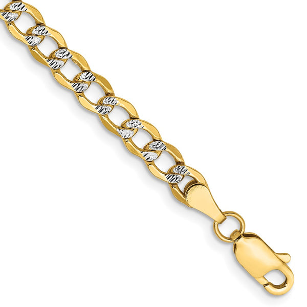 14K Gold 7-Inch Rhodium-Plated Curb Bracelet - 4.3mm