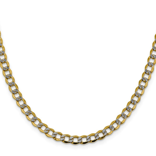Buy 14K Gold 24-Inch 5.2mm Curb Chain - Stylish & Durable Rhodium-Plated Design