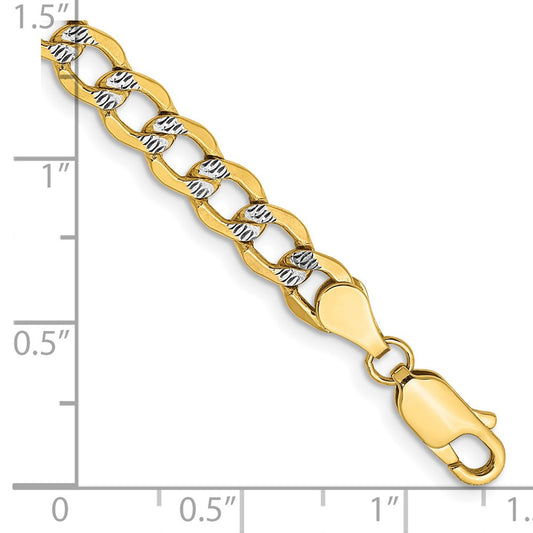 Exclusive 14K Gold 8-Inch 5.2mm Rhodium-Plated Curb Bracelet - Stylish Value!