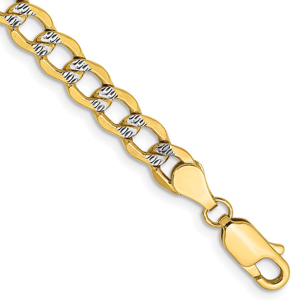14K Gold 5.2mm Rhodium-Plated Curb Bracelet