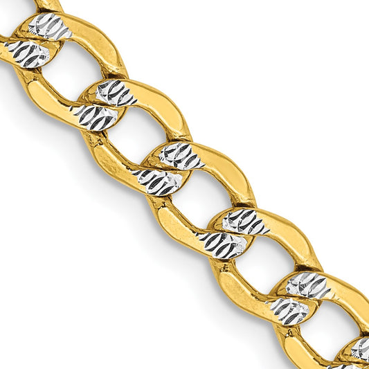 Buy 14K Gold 24-Inch 5.2mm Curb Chain - Stylish & Durable Rhodium-Plated Design