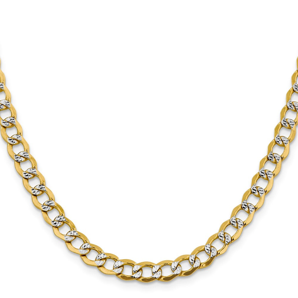 Buy 14K Gold 26-Inch Semi-Solid Curb Chain - Stylish 6.75mm Rhodium-Plated