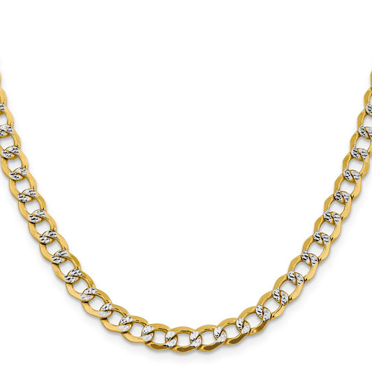 Buy 14K Gold 26-Inch Semi-Solid Curb Chain - Stylish 6.75mm Rhodium-Plated