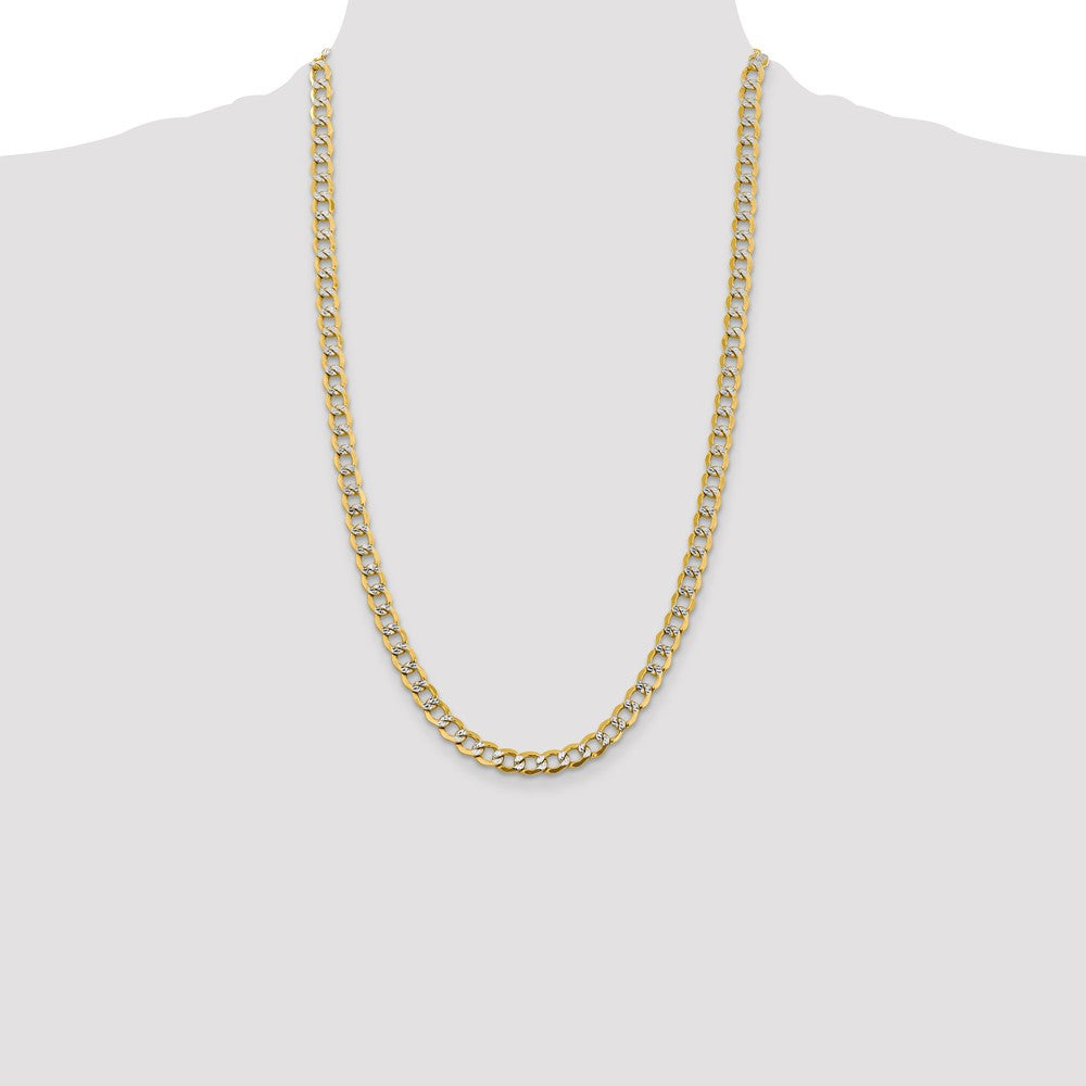 Buy 14K Gold 26-Inch Semi-Solid Curb Chain - Stylish 6.75mm Rhodium-Plated