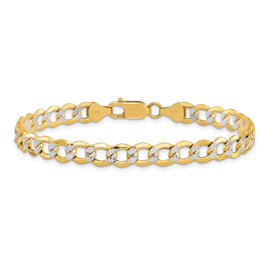 Buy 14K Rhodium-Plated Curb Chain - 6.75mm Width, Stylish & Affordable!