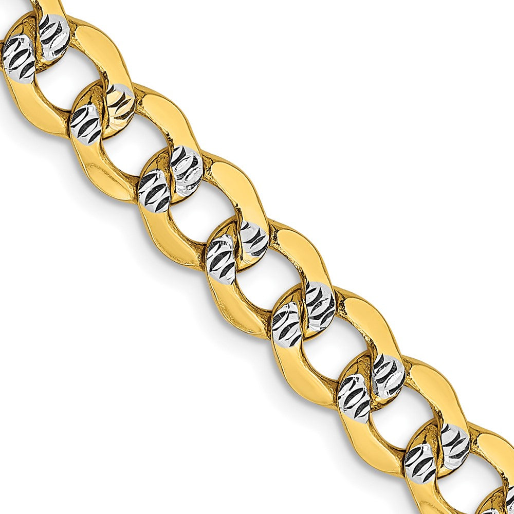 Buy 14K Gold 26-Inch Semi-Solid Curb Chain - Stylish 6.75mm Rhodium-Plated