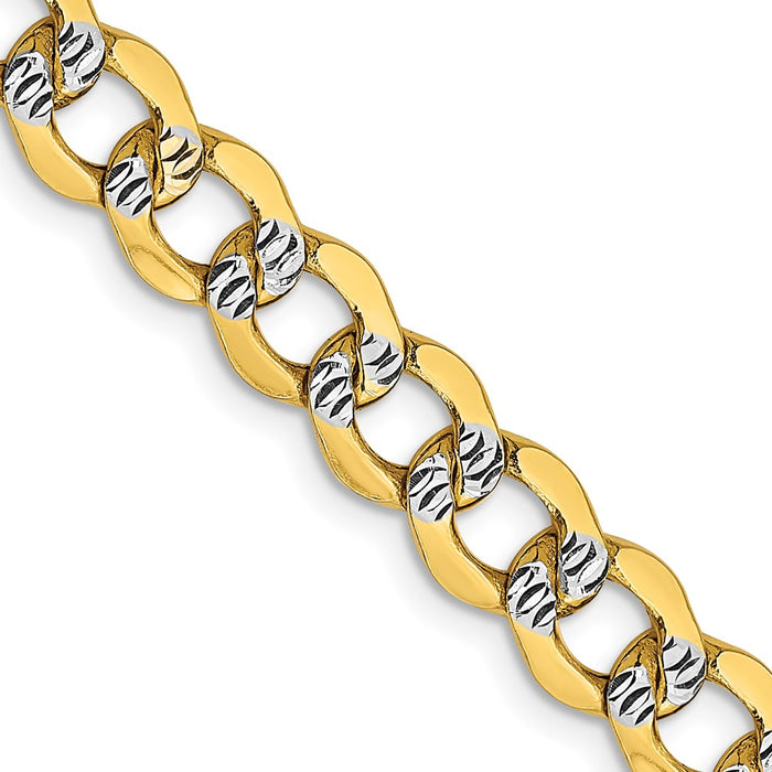 Buy 14K Gold 26-Inch Semi-Solid Curb Chain - Stylish 6.75mm Rhodium-Plated-1
