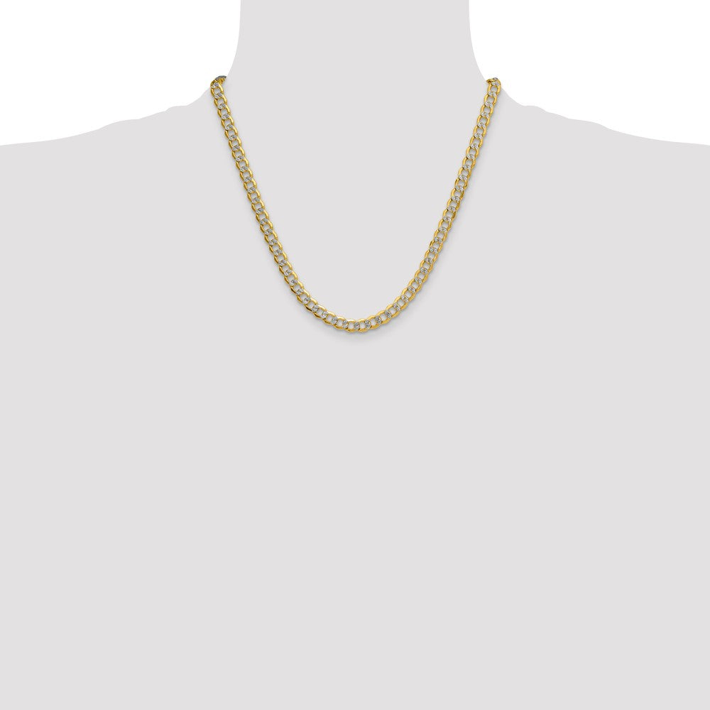 Shop 14K Gold 7.1mm Rhodium-Plated Curb Chain - Stylish & Affordable Value!