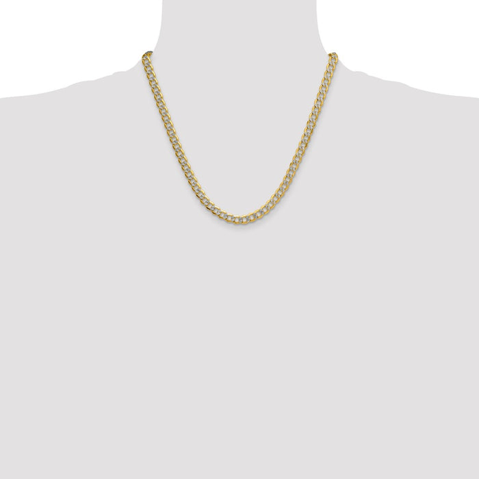 Shop 14K Gold 7.1mm Rhodium-Plated Curb Chain - Stylish & Affordable Value!-4