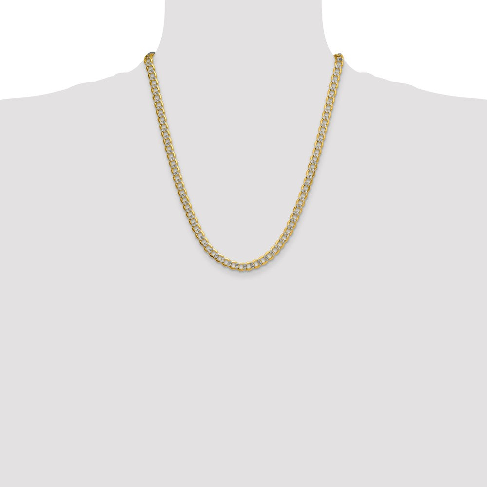Buy 14K Gold 7.1mm Semi-Solid Rhodium-Plated Curb Chain - Stylish Luxury Value