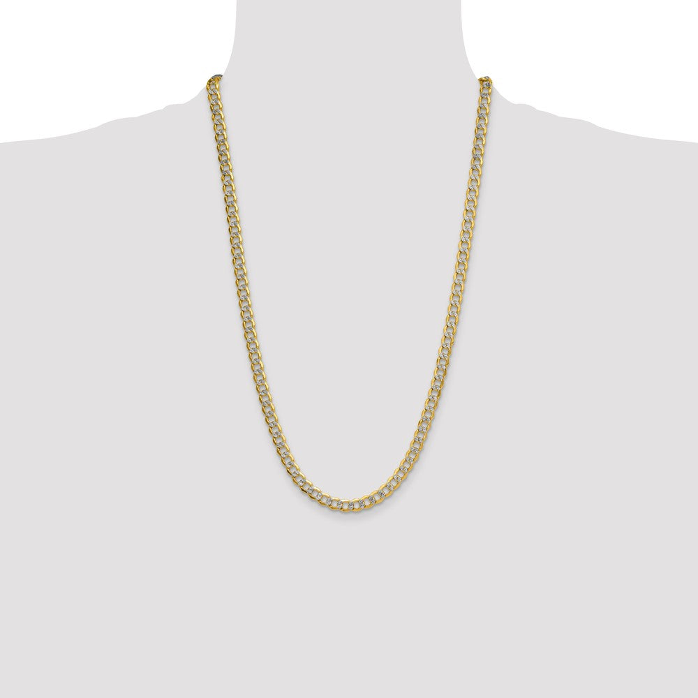 High-quality 14K Gold 7.1mm Rhodium-Plated Curb Chain - Stylish & Affordable!