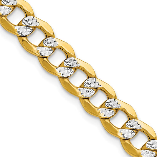 High-quality 14K Gold 7.1mm Rhodium-Plated Curb Chain - Stylish & Affordable!