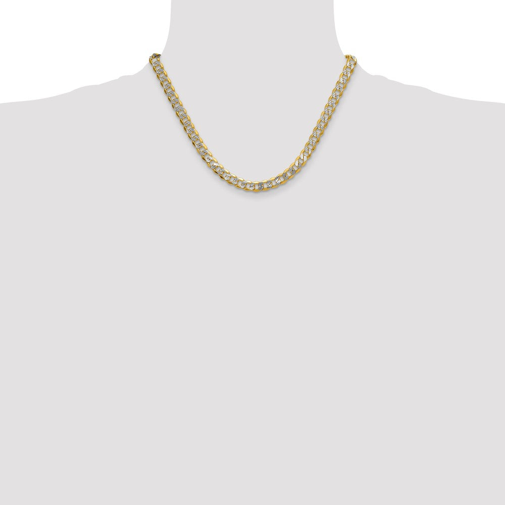 Shop 14K Rhodium-Plated Semi-Solid Curb Chain - 7.75mm Width, Stylish Value!