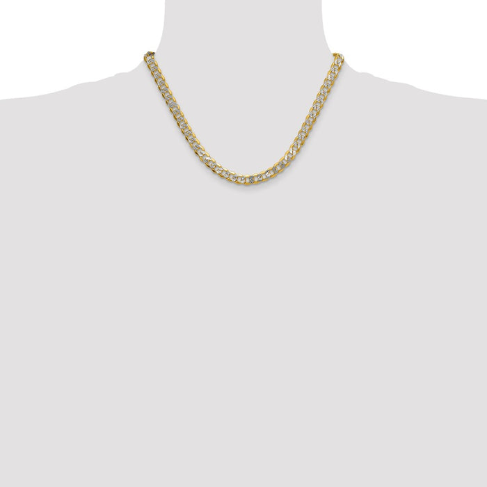 Shop 14K Rhodium-Plated Semi-Solid Curb Chain - 7.75mm Width, Stylish Value!-4